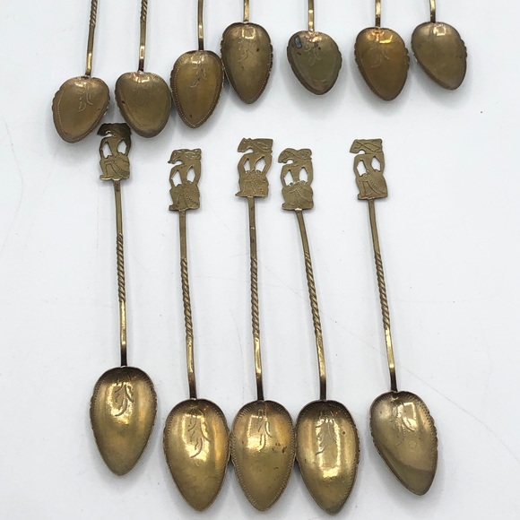 Vintage Egyptian Revival Pharaoh Spoon Set Of 12